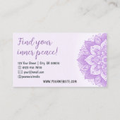 Mandala Floral Design Yoga Studio Paarse Pastel Visitekaartje (Achterkant)