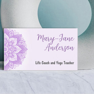 Mandala Floral Design Yoga Studio Paarse Pastel Visitekaartje