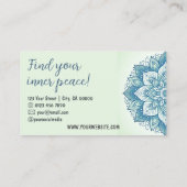 Mandala Floral Design Yoga Studio Pastel Mint Blau Visitekaartje (Achterkant)