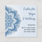Mandala Floral Design Yoga Studio Sky Blue Pastel Vierkante Visitekaartje (Voorkant)