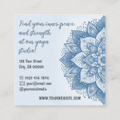 Mandala Floral Design Yoga Studio Sky Blue Pastel Vierkante Visitekaartje (Achterkant)