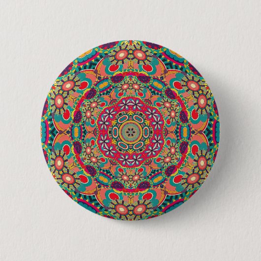 Mandala Floral Psychedelic Retro Hippie Millefiori Ronde Button 5,7 Cm (Voorkant)