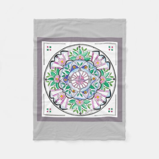 Mandala Floribunda Fleece Deken (Voorkant)