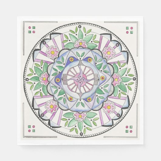 Mandala Floribunda-ontwerp op papier Servet (Voorkant)