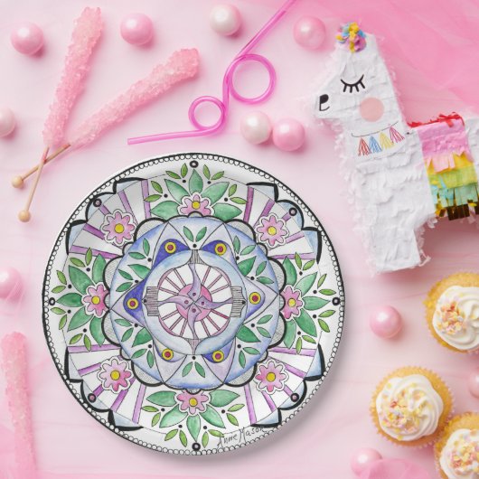 Mandala Floribunda Papieren Bordje (Feest)