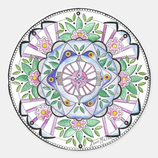 Mandala Floribunda Ronde Sticker (Voorkant)