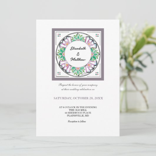 Mandala Floribunda Uitnodiging (Staand voorkant)