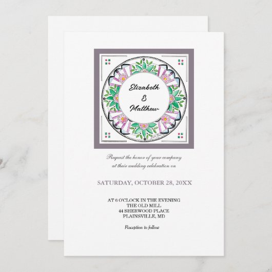 Mandala Floribunda Uitnodiging (Voorkant / Achterkant)