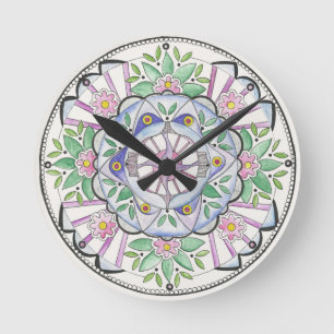 Mandala Floribunda Wall Clock Ronde Klok