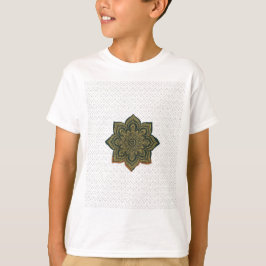 Mandala Flower Art. Green Gold Zen Decor T-shirt