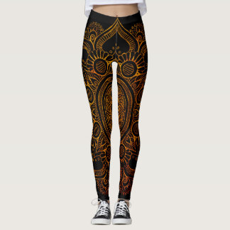 Mandala Flower - Black en Gold Leggings