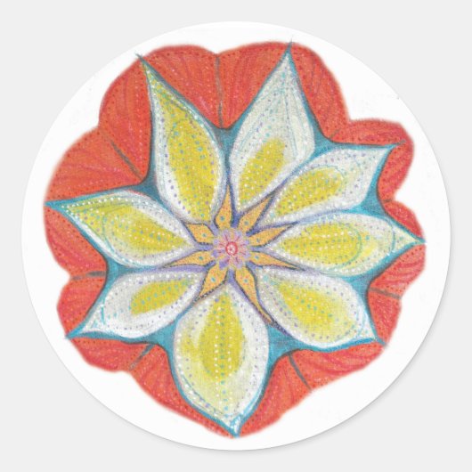 Mandala Flower Classic ronde Sticker, glanzend Sticker (Voorkant)