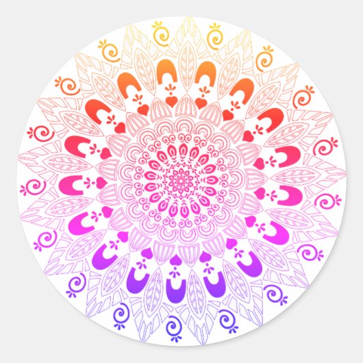 Mandala Flower Design Ronde Sticker (Voorkant)
