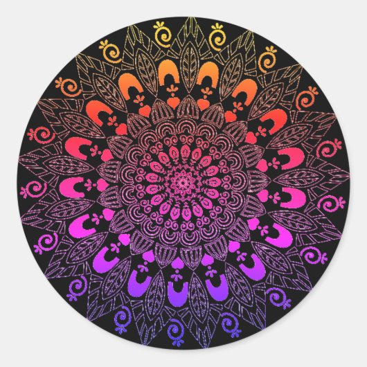 Mandala Flower Design Ronde Sticker (Voorkant)