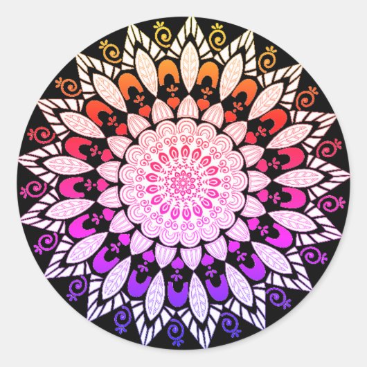Mandala Flower Design Ronde Sticker (Voorkant)