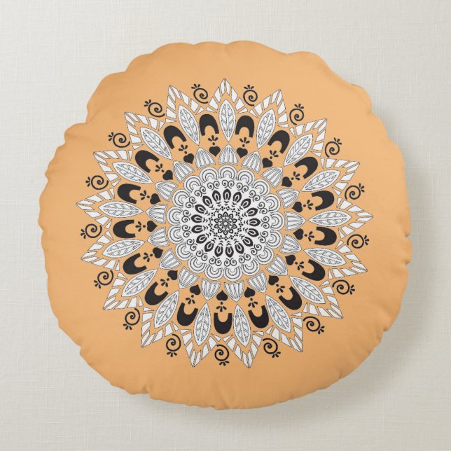 Mandala Flower Design Sierkussen Rond Kussen (Voorkant)