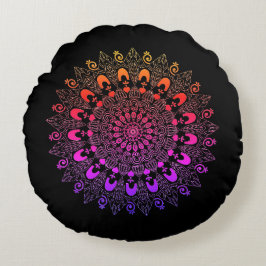 Mandala Flower Design Sierkussen Rond Kussen