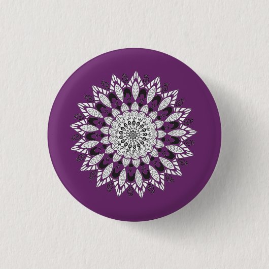 Mandala Flower Design Sierkussen Ronde Button 3,2 Cm (Voorkant)