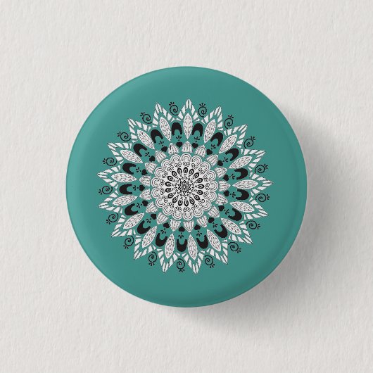 Mandala Flower Design Sierkussen Ronde Button 3,2 Cm (Voorkant)