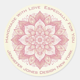 Mandala Flower Eenvoudig  Roze Handgemaakte Labels