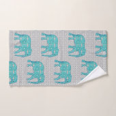 Mandala Flower Elephant, Turquoise, Grey & White Bad Handdoek (Handdoek)