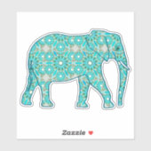 Mandala Flower Elephant, Turquoise, Grey & White Sticker (Vel)