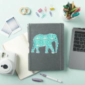 Mandala Flower Elephant, Turquoise, Grey & White Sticker (iPad Cover)
