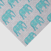 Mandala Flower Elephant, Turquoise, Grey & White Tissuepapier (Detail)