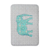 Mandala flower elephant - turquoise, grijs & wit badmat (Voorkant Verticaal)