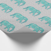 Mandala flower elephant - turquoise, grijs & wit cadeaupapier (Hoek)