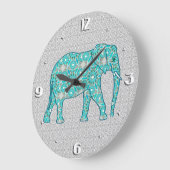 Mandala flower elephant - turquoise, grijs & wit grote klok (Hoek)