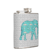 Mandala flower elephant - turquoise, grijs & wit heupfles (Rechts)