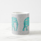 Mandala flower elephant - turquoise, grijs & wit koffiemok (Center)