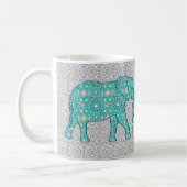 Mandala flower elephant - turquoise, grijs & wit koffiemok (Links)