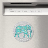 Mandala flower elephant - turquoise, grijs & wit magneet (Insitu (Vaatwasser))