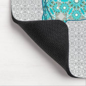 Mandala flower elephant - turquoise, grijs & wit muismat (Hoek)