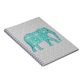 Mandala flower elephant - turquoise, grijs & wit notitieboek (Rechterzijde)