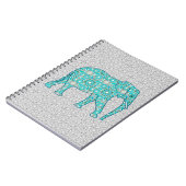 Mandala flower elephant - turquoise, grijs & wit notitieboek (Linkerzijde)