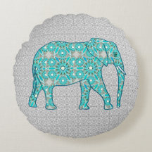 Mandala flower elephant - turquoise, grijs & wit