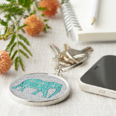 Mandala flower elephant - turquoise, grijs & wit sleutelhanger (Zijkant)