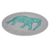 Mandala flower elephant - turquoise, grijs & wit snijplank (Hoek)