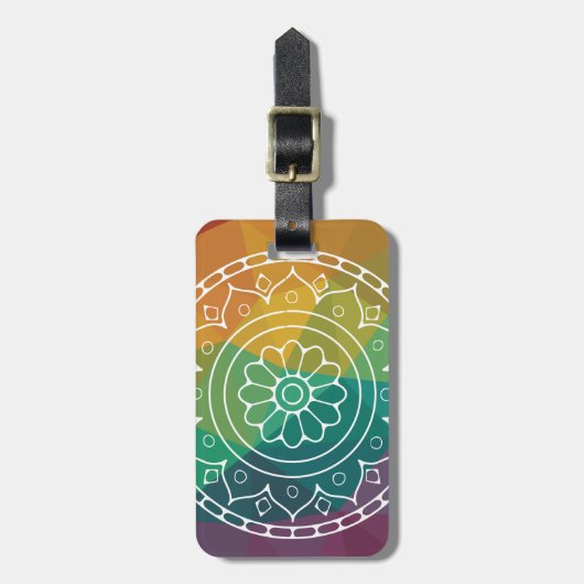 Mandala flower india regenboogboho chic bagagelabel (Voorkant verticaal)