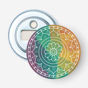 Mandala flower india regenboogboho chic design button flesopener