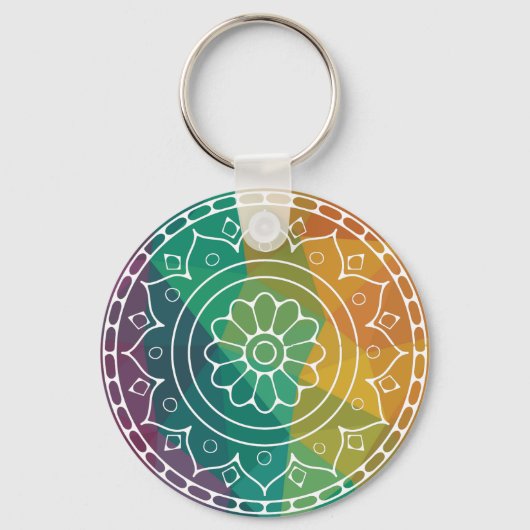Mandala flower india regenboogboho chic design sleutelhanger (Voorkant)