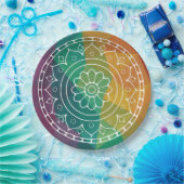 Mandala flower india regenboogboho kleurig design papieren bordje (Feest)