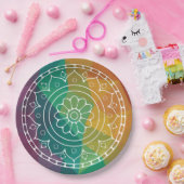 Mandala flower india regenboogboho kleurig design papieren bordje (Feest)