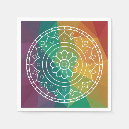 Mandala flower india regenboogboho kleurig design servet (Voorkant)