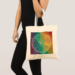 Mandala flower india regenboogboho kleurig design tote bag