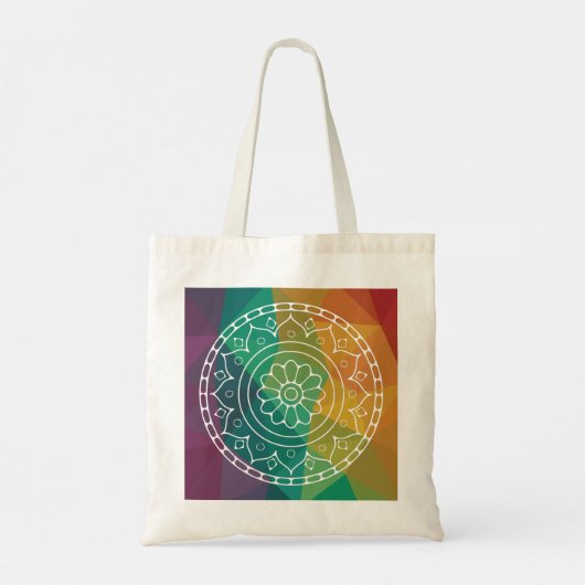 Mandala flower india regenboogboho kleurig design tote bag (Achterkant)