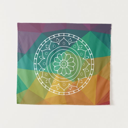 Mandala flower india regenboogboho kleurig design wandkleed (Voorkant (horizontaal))